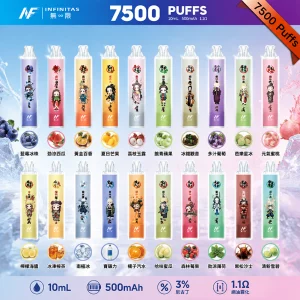 INF一次性電子煙｜鬼滅之刃聯名款｜7500 口｜1.1Ω Mesh網芯｜口味清單